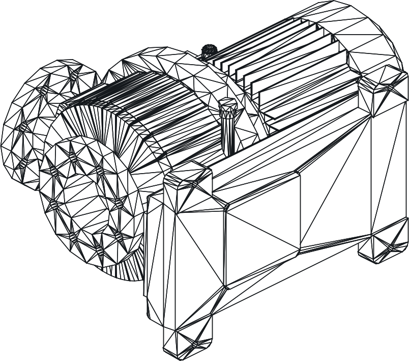 Pump as a Navisworks mesh, hidden-line view